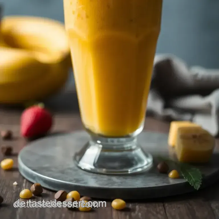 Köstlicher Mango-Bananen-Smoothie presentation