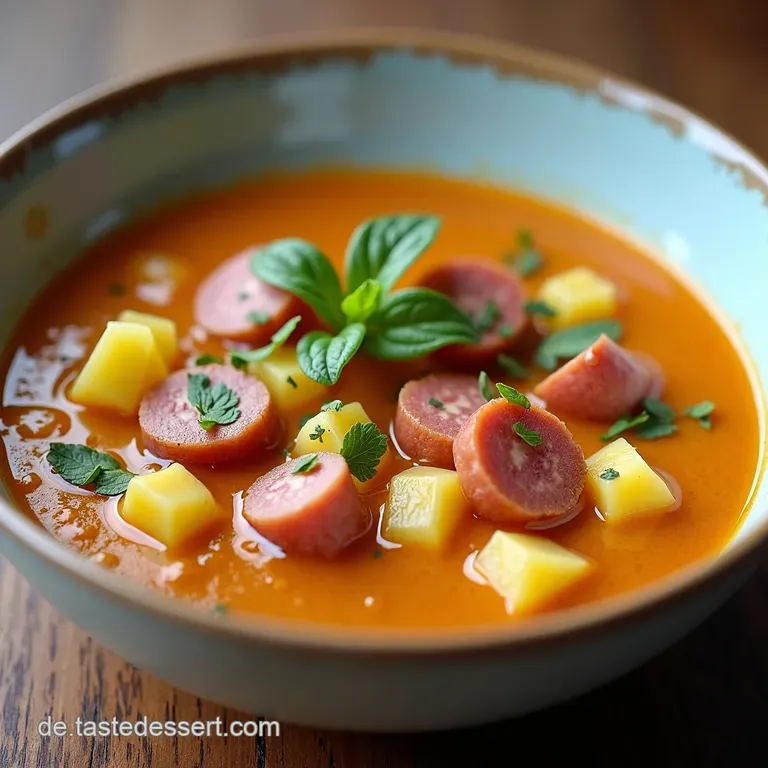 Omas Beste Cremige Kartoffelsuppe mit Speck und Wiener W&uuml;rstchen