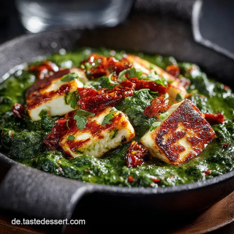 Palak Paneer Mit Halloumi Der Cremige Indische Spinatklassiker presentation