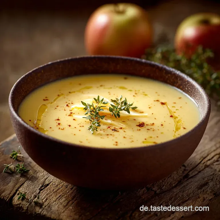 Festliche Pastinaken Apfel Suppe mit Cheddar: Samtige Cr&egrave;me mit Crunch