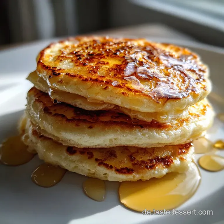 Delicate Pfannkuchen, artfully folded and filled with fresh fruit, sits on a white plate. Dusted with powdered sugar.