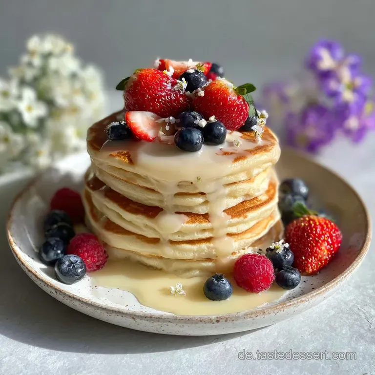 Delicate, rolled pancake filled with glistening fruit compote. A dusting of sugar adds sweetness to this elegant, light de...
