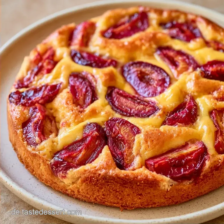 Pflaumenkuchen mit Pudding vom Blech