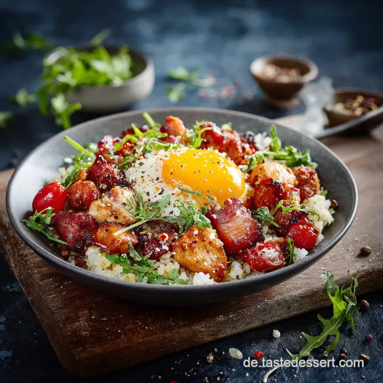 Protein und kalorienarme Rezepte: Mediterrane H&auml;hnchen-Power-Bowl (320 kcal)