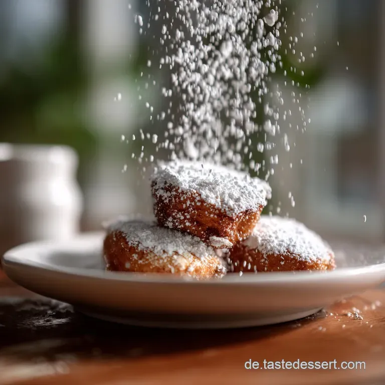 Delicate cake slices shimmering with a citrus glaze, displayed on a pristine white plate with a dusting of powdered sugar.