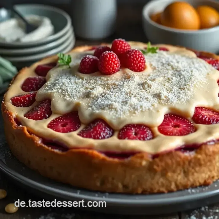 Rhabarbertarte mit Vanilleguss presentation