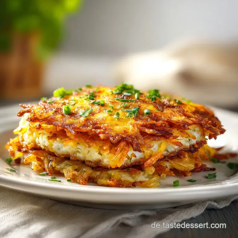 A single serving of layered potato and schnitzel bake, showcasing the crispy crust and juicy interior on a white plate.