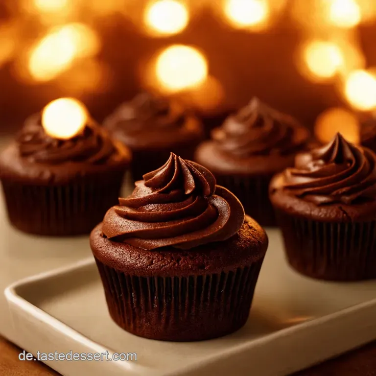 Saftige Schokokirschcupcakes presentation