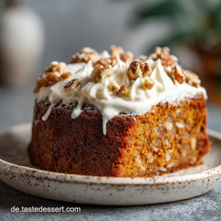 Slice of moist nut cake on a white plate, garnished with a light dusting of icing sugar and fresh red berries. Cozy, elega...