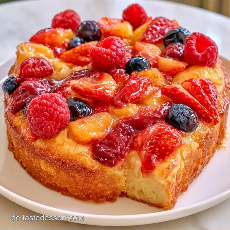 Ein frisch geschnittenes St&uuml;ck Geb&auml;ck auf einem wei&szlig;en Teller, flankiert von einer Schale mit roten Beeren.