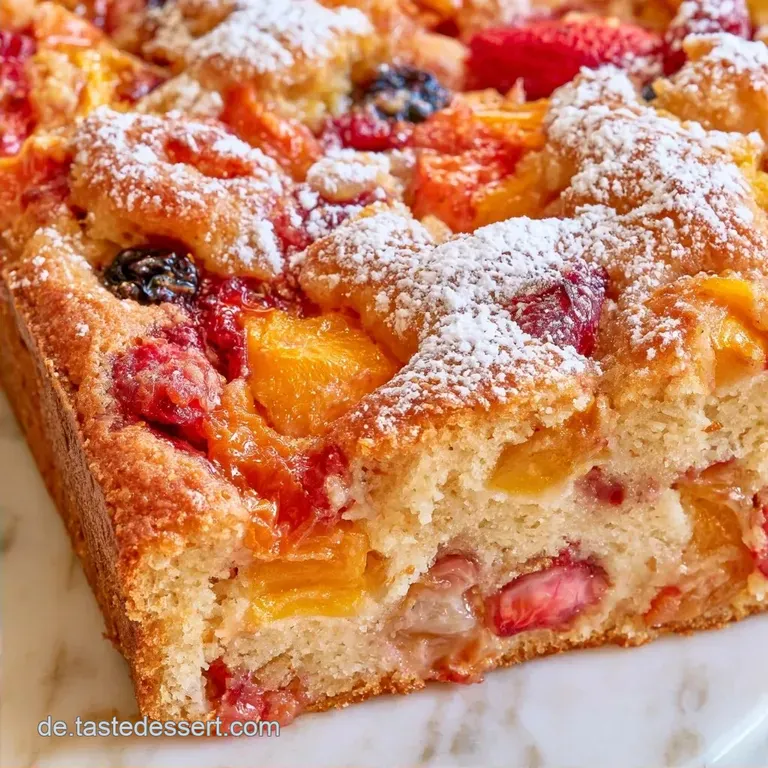 Saftiger R&uuml;hrteig Obstkuchen vom Blech