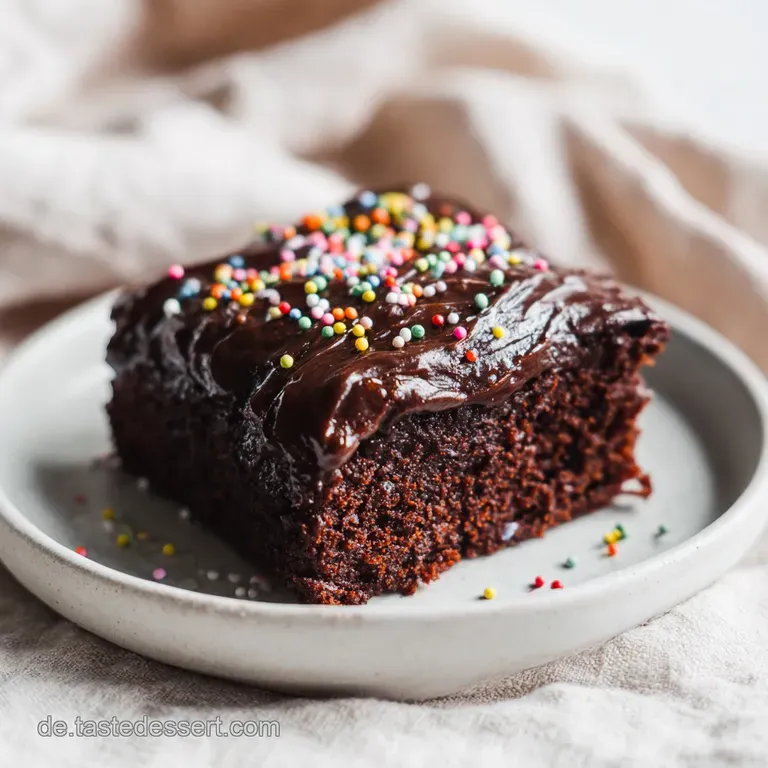Slice of fluffy yellow sheet cake topped with vibrant candies and sprinkles on a white plate, inviting presentation.