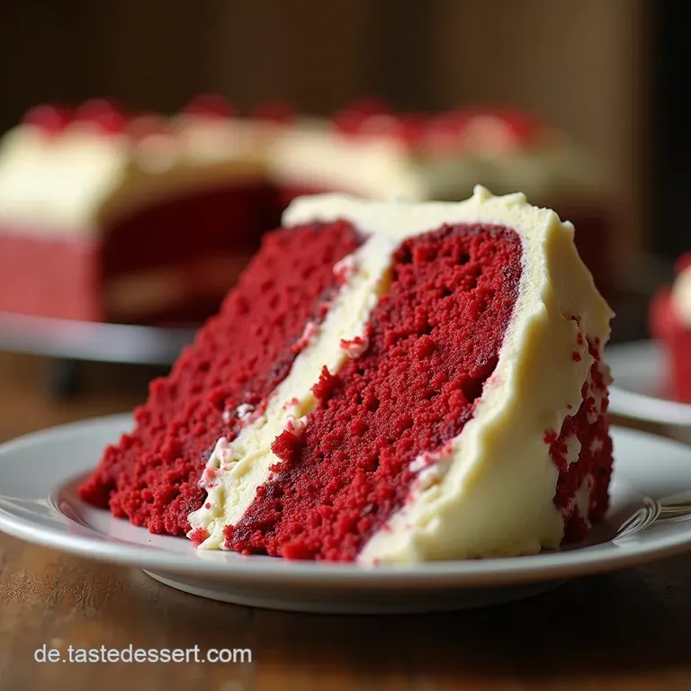 Der Samtvolle Klassiker Amerikanischer Red Velvet Cake Mit Frischk&auml;sefrosting presentation