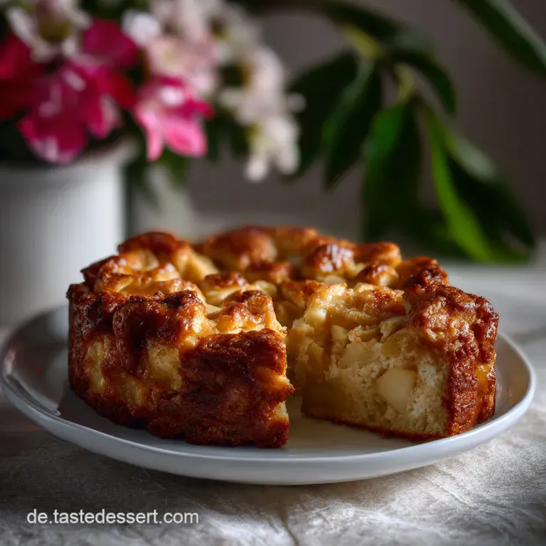 Fluffy, golden cake slices with a soft, moist interior and caramelized apple pieces. Dusted with a delicate layer of powde...
