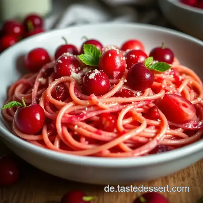 Sommerliche Erdbeer-Spaghetti mit Joghurt-Sauce presentation