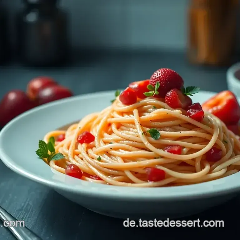 Sommerliche Erdbeer-Spaghetti mit Joghurt-Sauce