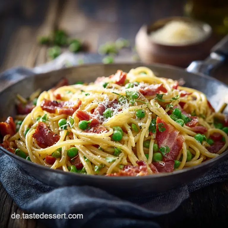 Schnelle Spaghettierbsenpfanne Mit Schinken Und Pa: Blitz-Rezept presentation