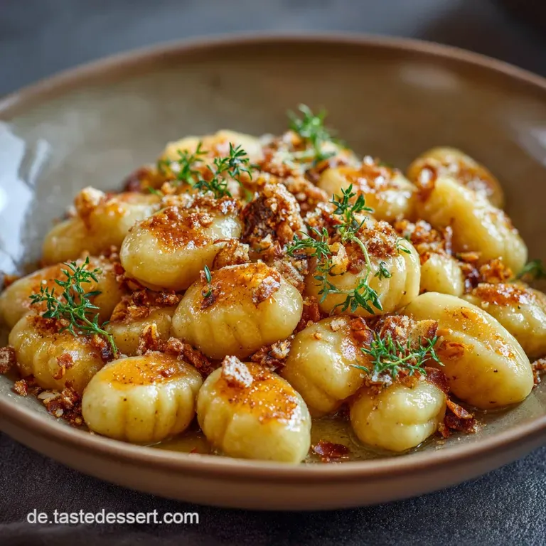 Zimtzuckertr&auml;ume S&uuml;&szlig;e Quarkgnocchi in Nussiger Butter presentation