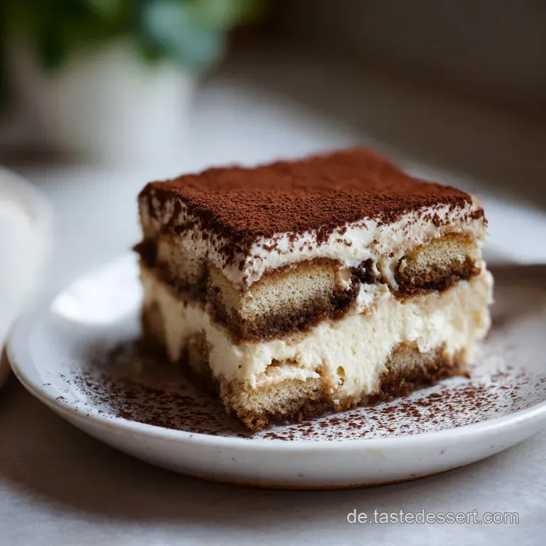 Elegante Dessertportionen auf wei&szlig;em Porzellan, die weiche, hellbeige Creme und kaffebraune Bisquit-Schichten zeigen.