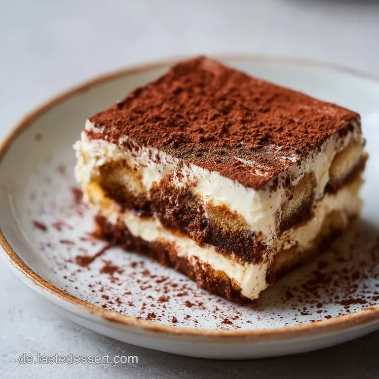 Ein pr&auml;zises St&uuml;ck Schichtdessert auf wei&szlig;em Porzellan, garniert mit einer frischen Beere und einem Minzblatt.