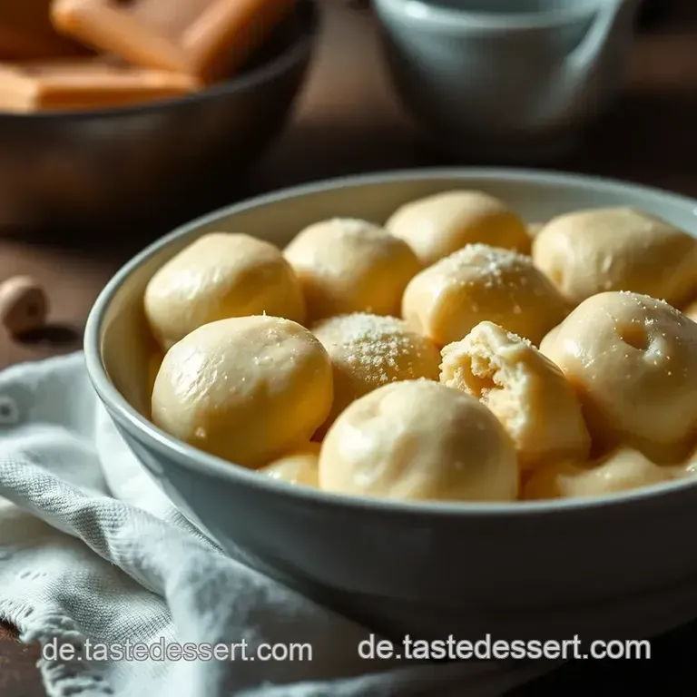 Traditionelle Dampfnudeln mit Vanillesoße presentation