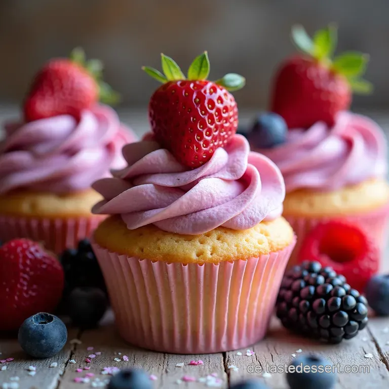 Triple Berry Bliss Cupcakes with Cream Cheese Swirl Frosting