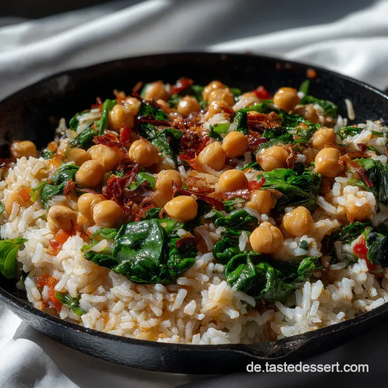 Vegane Reispfanne Mit Kichererbsen Und Spinat: Blitzschnell presentation