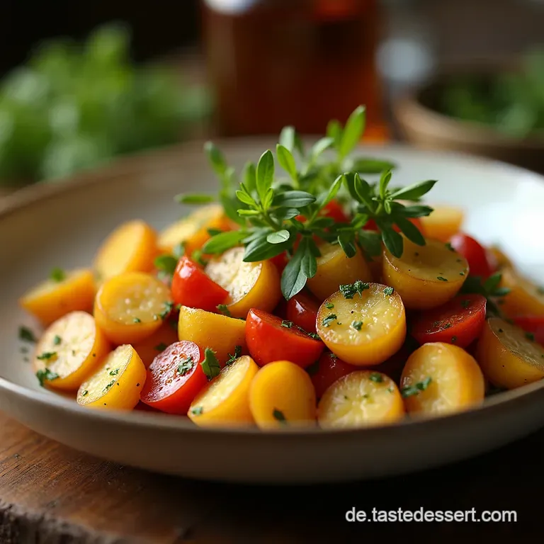 Der Bergsteiger Herzhafter Veganer Kartoffelbohnensalat Mit Dijonkr&auml;utervinaigrette presentation