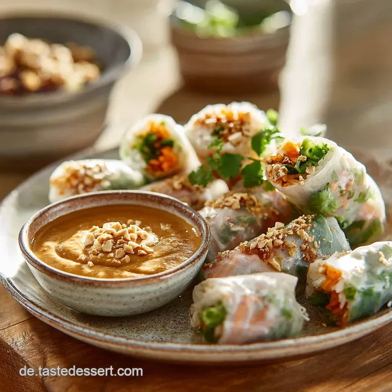 Vietnamesische Fr&uuml;hlingsrollen Frische Sommerrollen Gỏi Cuốn mit cremigem Dip