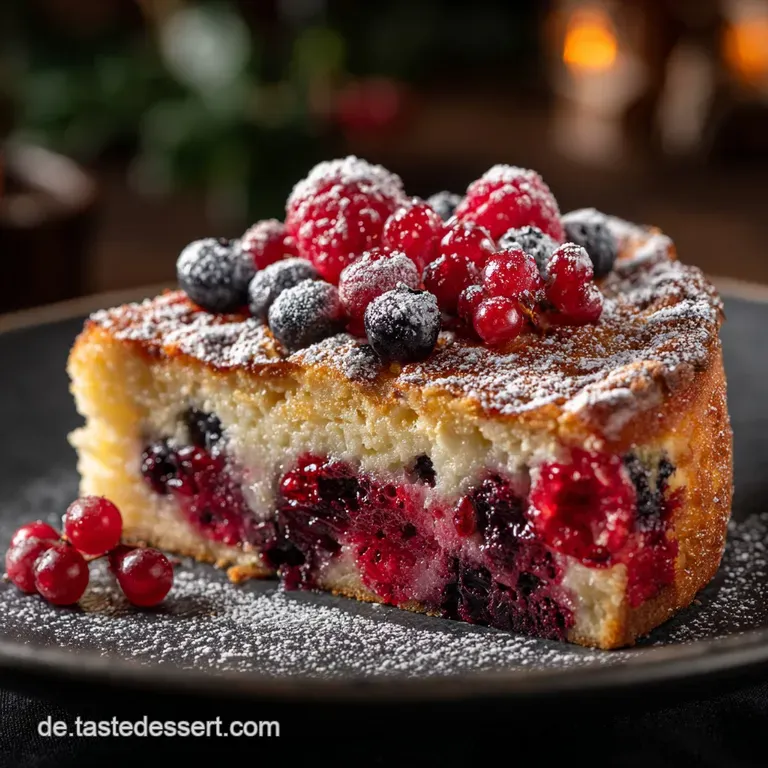 Winterlicher Blitzkuchen mit Beeren und Schmand: Saftig cremig und superschnell.