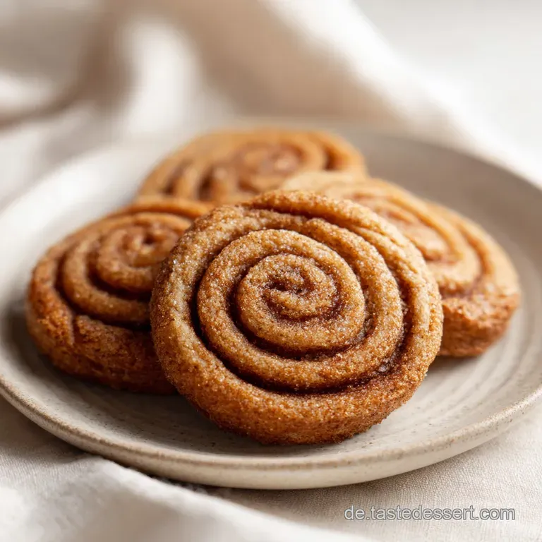 A festive stack of cinnamon swirl cookies, elegantly arranged with a sprinkle of powdered sugar on a white plate.
