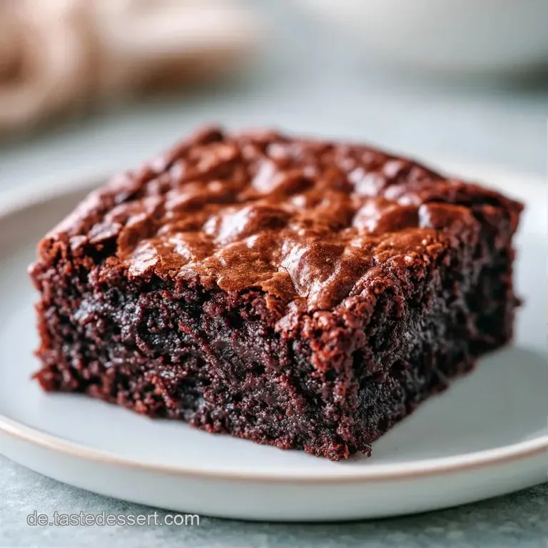 Ein St&uuml;ck feuchter Schokokuchen auf wei&szlig;em Porzellan, garniert mit frischen Beeren und einem Hauch Puderzucker.