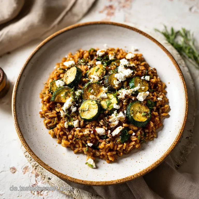 Mediterrane Zucchini Reis Pfanne mit Feta